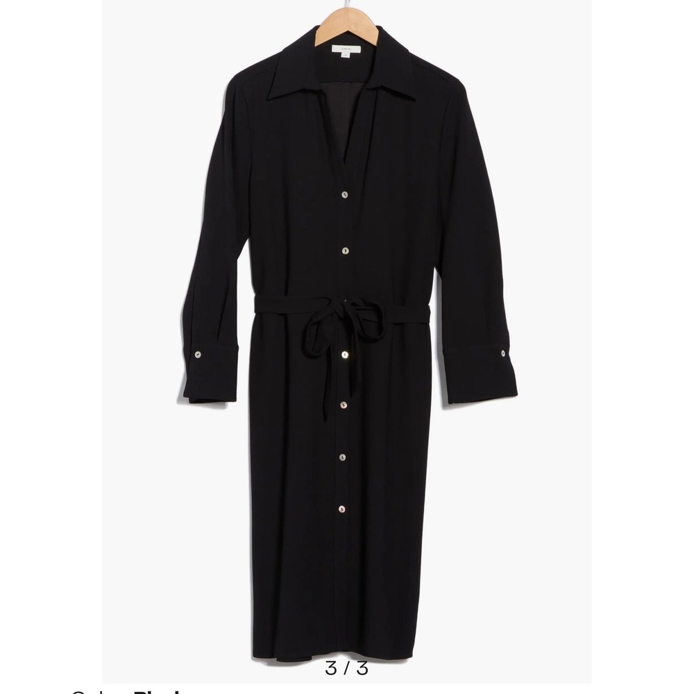 Vince Black Belted Long Sleeve Button Front Shirt Dress NWT‎ XL - Picture 3 of 10